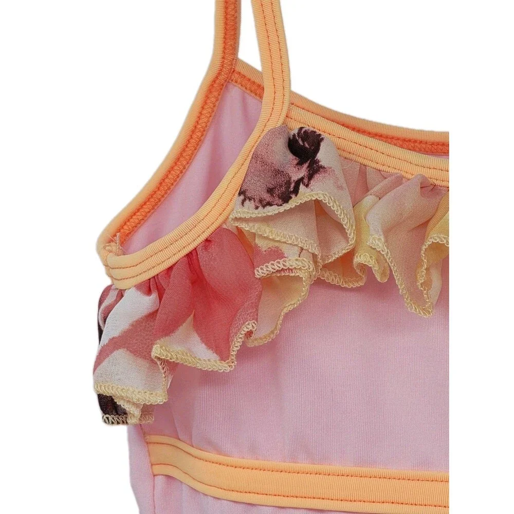 Duck Crossing Girls Ballet Tutu Skirted Leotard Dress 1pc Pink Orange Ruffle